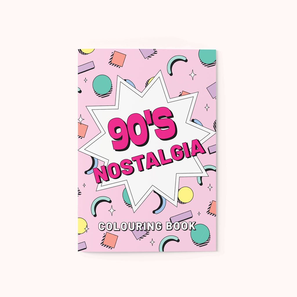 Relive the iconic 90s era with 16 coloring pages, 8x10 inches each, in a stress-relieving coloring book.