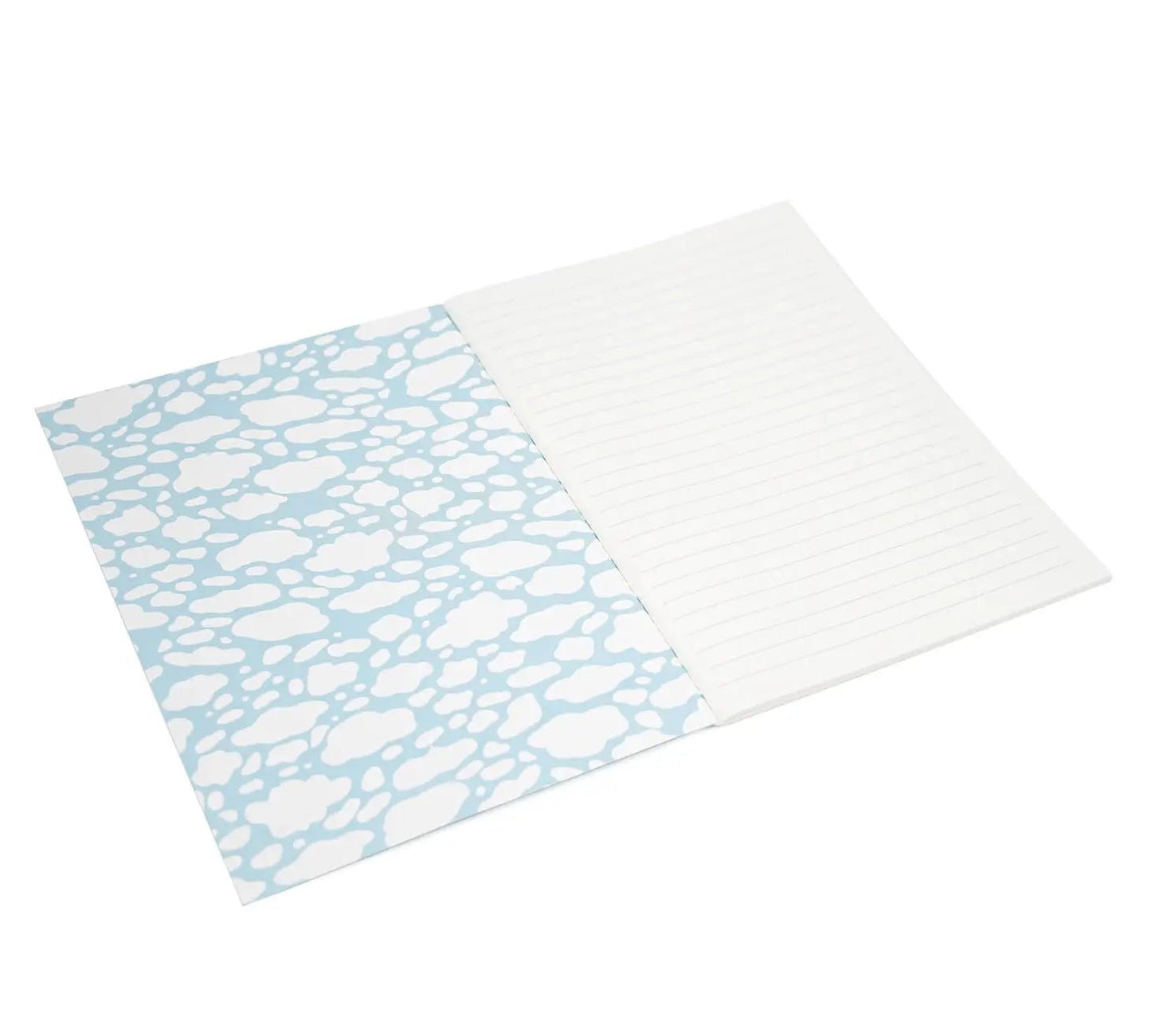 Lined Blue notebook w/ airplane drawing. Journaling for mind, body, & spirit well-being.