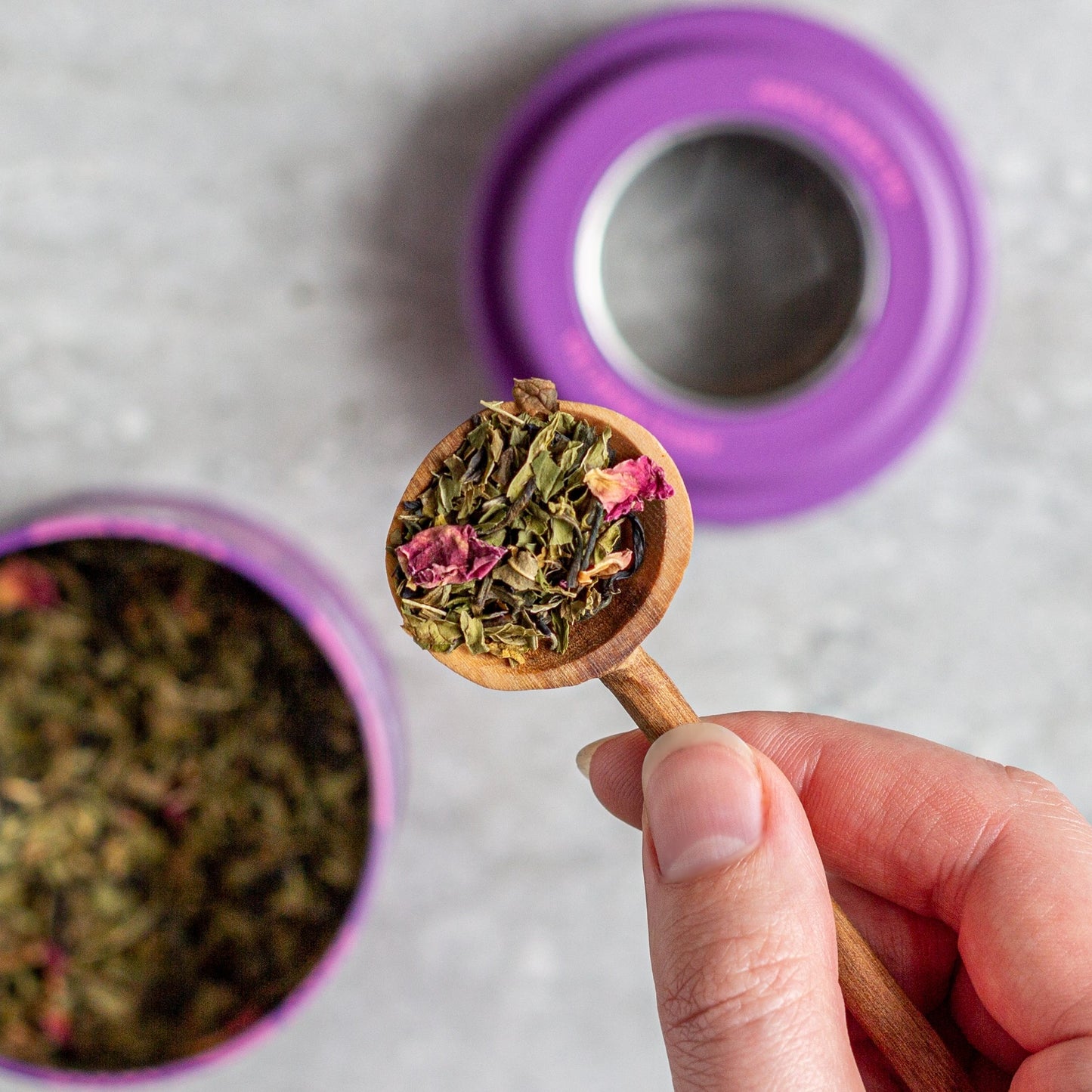 Justea - Purple Mint Tea Tin with Spoon - The GV Collective