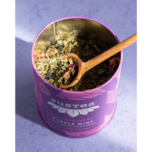 Justea - Purple Mint Tea Tin with Spoon - The GV Collective