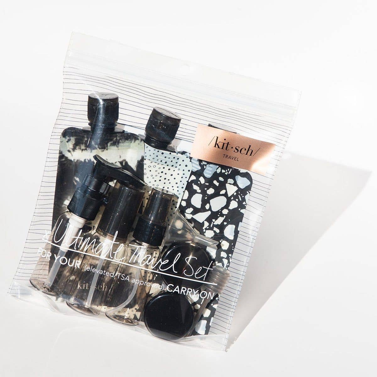 Refillable Ultimate Travel 11pc Set - Black & Ivory - The Good Vibez Collective