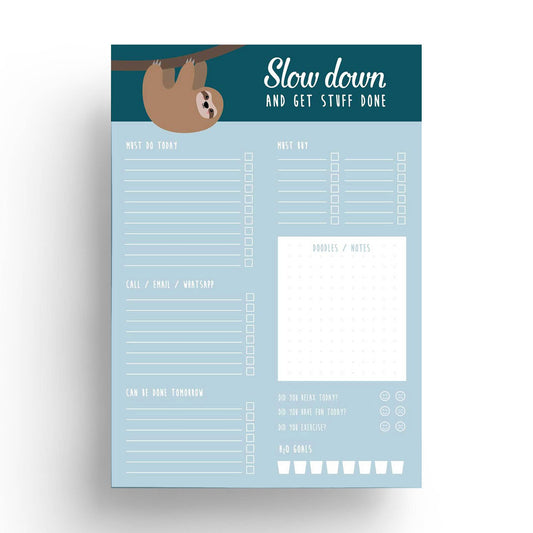 Sloth Slow Down self-care daily planner notepad A5 - The GV Collective