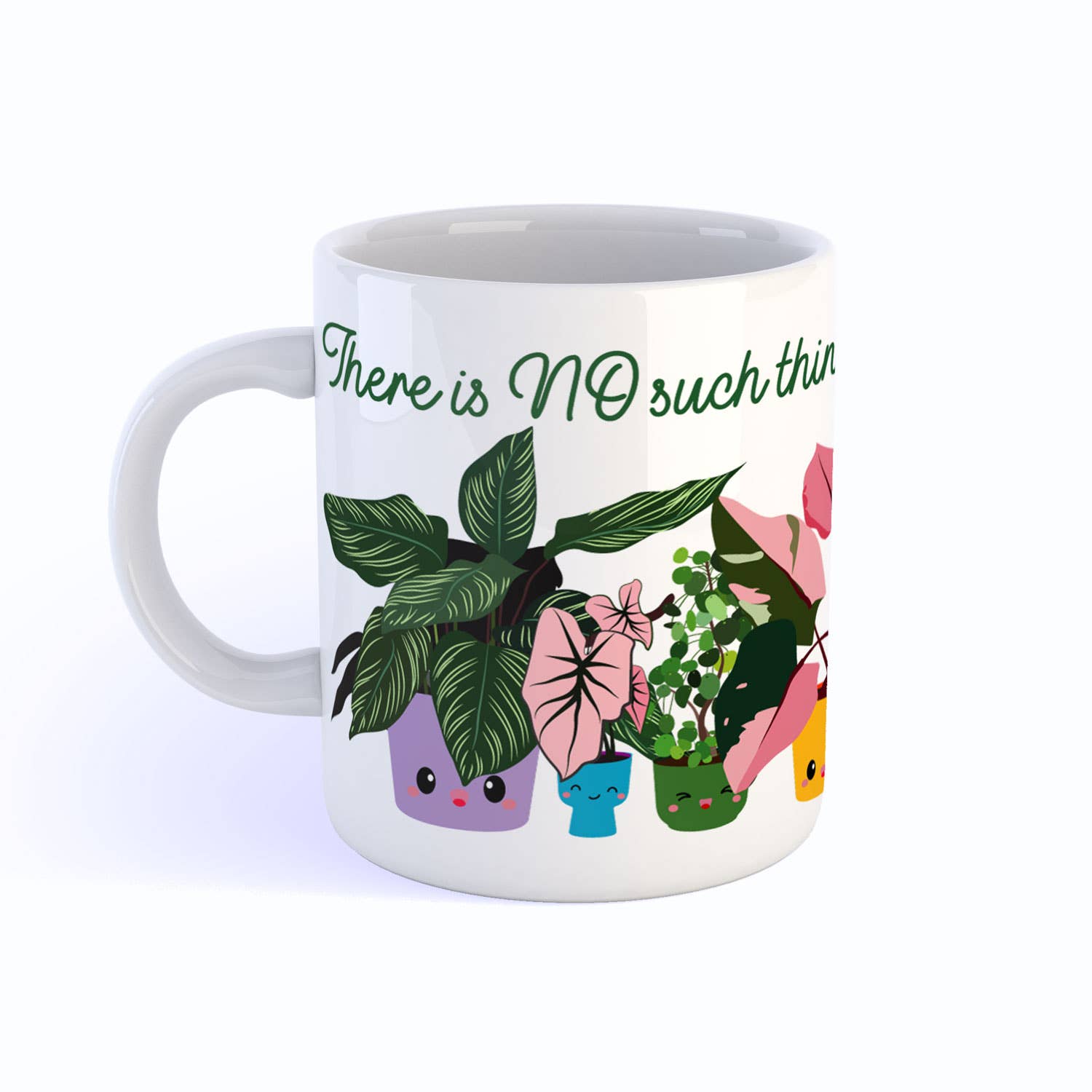 A mug featuring a plant motif, serving as a gentle reminder that plants never enough plants you can own,